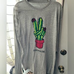 Gray Stick with Love Cactus Tee